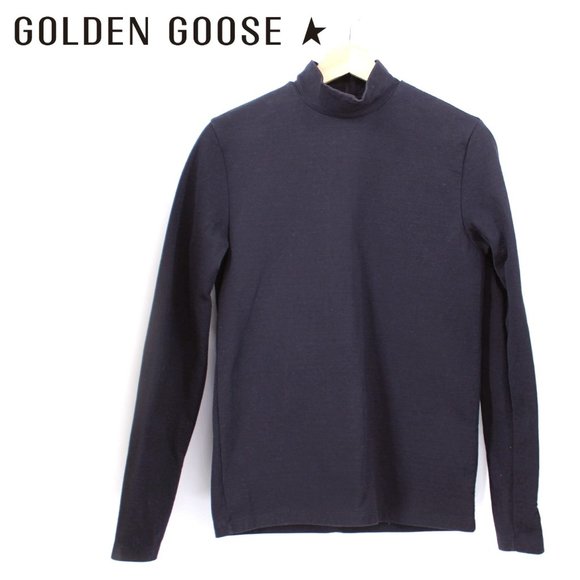 GOLDEN GOOSE Black Mock Neck Sweatshirt Back Zip Watch Cutout Top SZ XS Italy - Picture 3 of 16